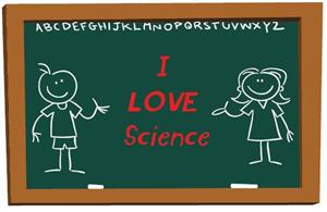 I Love Science on a chalkboard