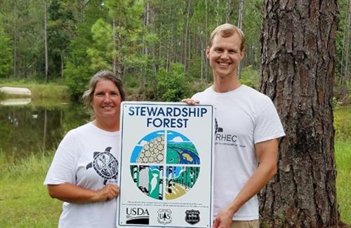 Roy Hyatt Environmental Center receives recognition for being a stewardship forest. 