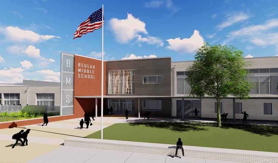 Architect's rendering of how the new Beulah Middle School will look