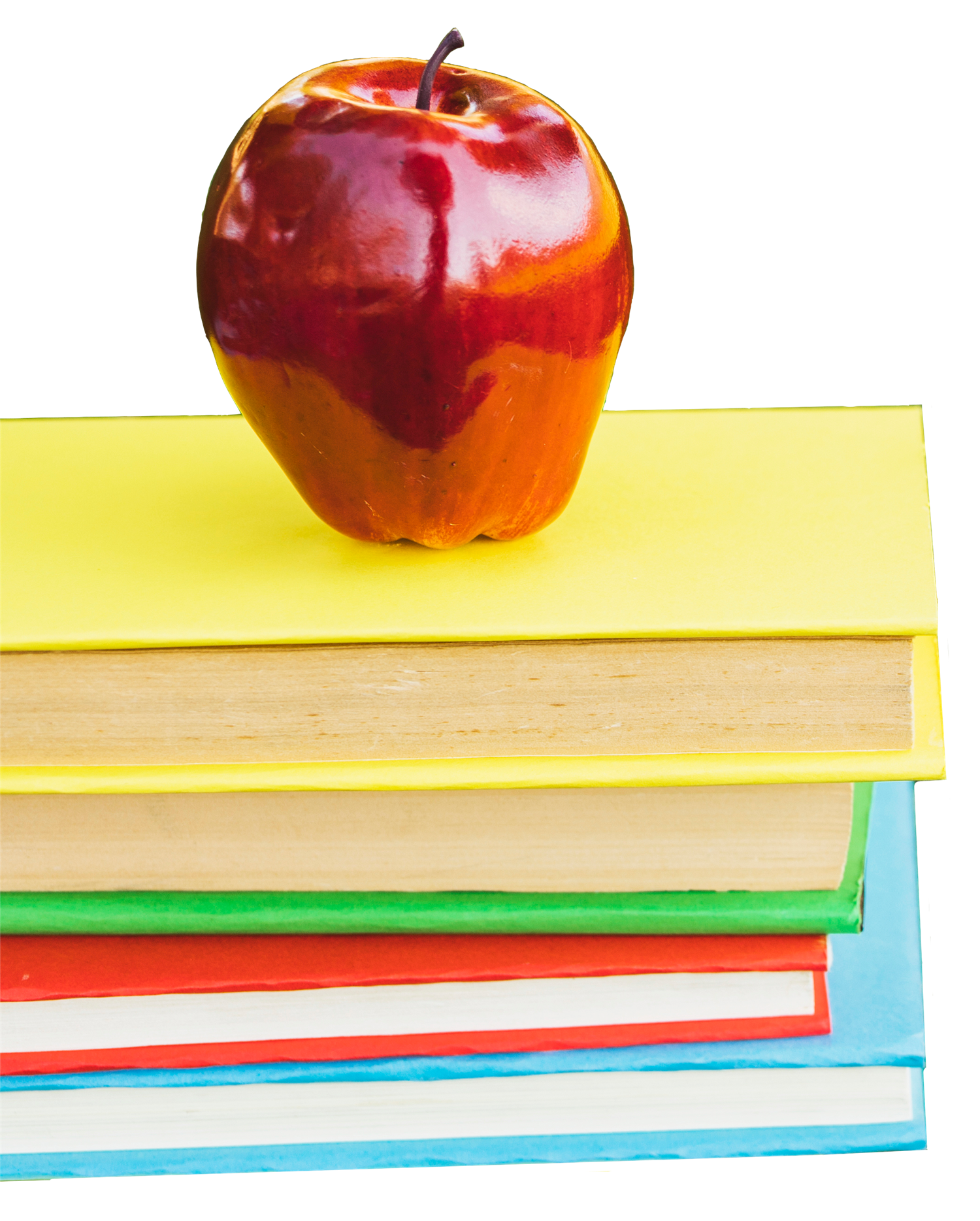 Stack of books with an apple on top