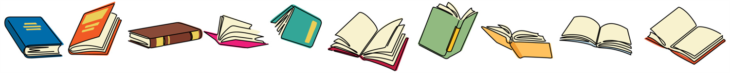 Illustration of a line of open books