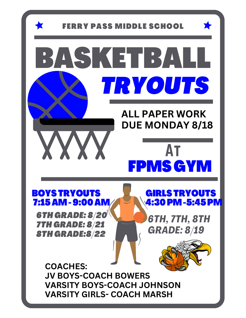  FPMS: Basketball tryout information